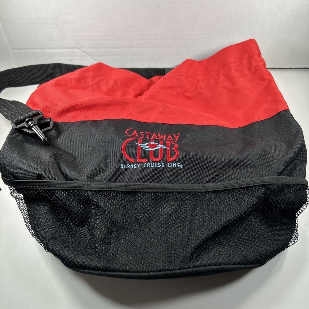 Disney Cruise Line Red Black Castaway Club Duffel Bag